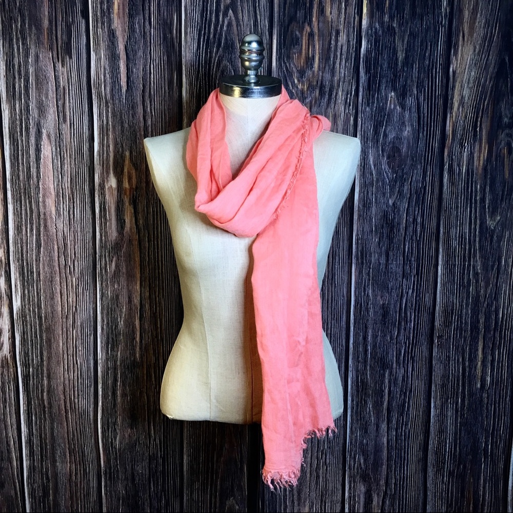 Peach Orange Tangerine Scarf 80 Long  46” Wide
